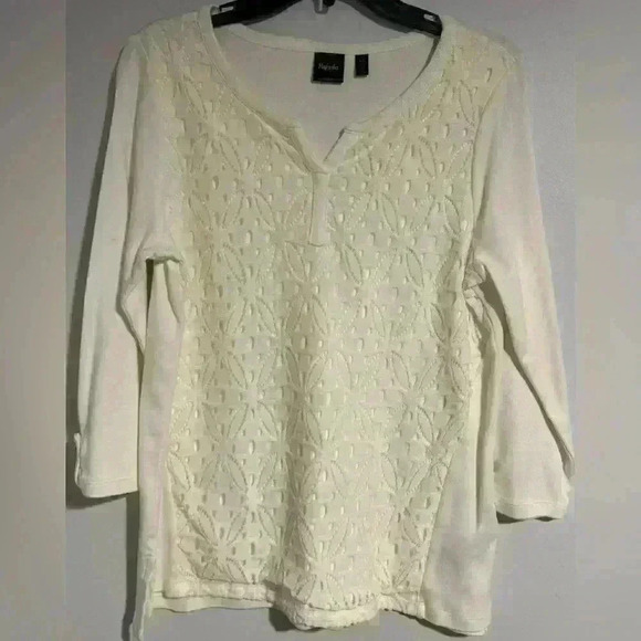 Women’s size L sweater with crochet detail - cream color EUC - Picture 1 of 3